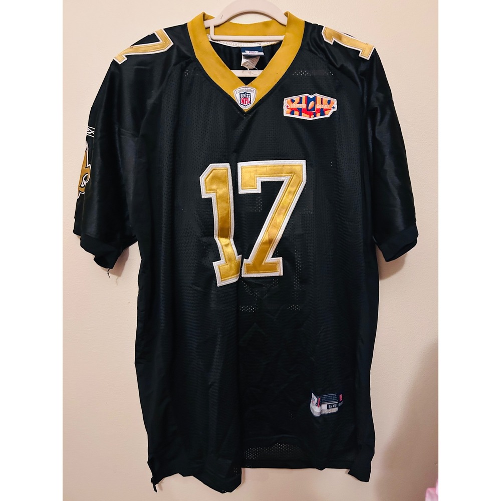Reebok Football Jersey Mens 56 Black Excellent Saints Mitch Berger 17 Authentic